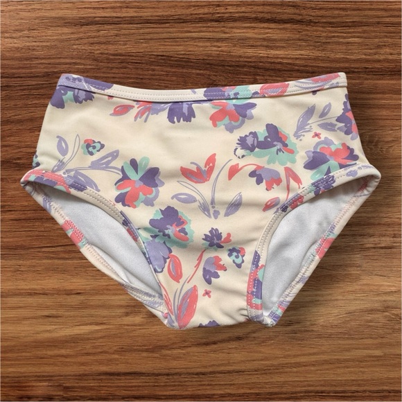 Ruffle Butts Striped and Floral Kids Bikini - Purple and White Size 18-24 Months - Picture 5 of 8